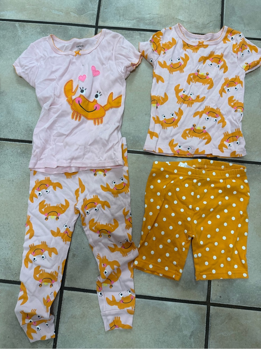 Carters toddler Crab Print Pajama Set - Pink & Mustard